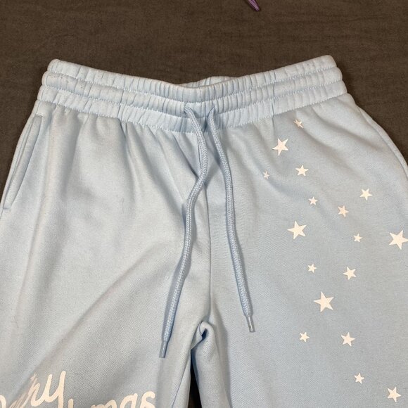 Disney Stitch "Merry Stitchmas"Baby Blue Jogger Sweatpants Womens Size Medium - Picture 7 of 10
